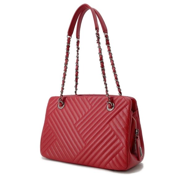 CHANEL Chevron WChain Tote Lambskin Red - Picture 2 of 16